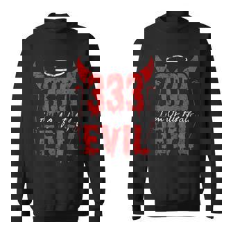 I'm Only Half Evil 333 Devil Halloween Sweatshirt - Monsterry