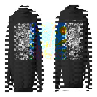 Instrument Guitar Under Swirling Sky Starry Night E-Guitar Sweatshirt - Monsterry