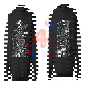 It's My 4Th Birthday Spider Theme Party Boys 4 Years Old Sweatshirt - Monsterry