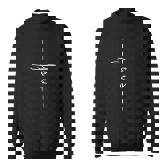 Jesus Cross Handwritten Cursive Abstract Art Sweatshirt - Monsterry