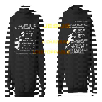 With Jesus In His Heart Chainsaw In His Hand Chainsaw Man Sweatshirt - Monsterry