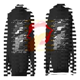 Jolie Lèvre Rouge Et Langue Léopard Cadeau Tendance Imprimé Animal Sweater e - Cadeauxyz