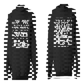 Just A Boy Who Loves Sweet Peas Sweet Pea Flowers Lover Sweatshirt - Monsterry