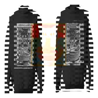 Kawaii Cat Anime Cat Ramen Graphic Japanese Sweatshirt - Monsterry