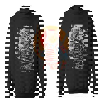 Kawaii Japanese Samurai Cat With Sword Sweatshirt - Thegiftio