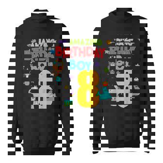 Kids 8 Year Old Circus Birthday Party Amazing Birthday Boy Eight Sweatshirt - Monsterry