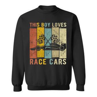 Kids This Boy Loves Race Cars Boys Racing Cars Sweatshirt - Monsterry