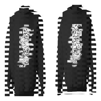 Laugh Now Cry Later Chicano Tattoo Flash Premium Sweatshirt - Monsterry