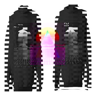 Le Coucher Du Soleil Grille De Style Outrun Synthwave Sweater e - Cadeauxyz