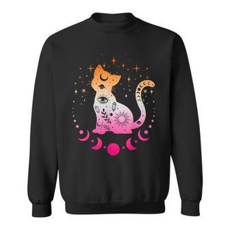 Lesbian Astrology Cat Moon Phases Lesbian Flag Sweatshirt - Geschenkecke