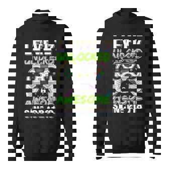 Level 7 Unlocked Awesome Since 2018 7Th Birthday Gaming Boys Sweatshirt - Thegiftio UK