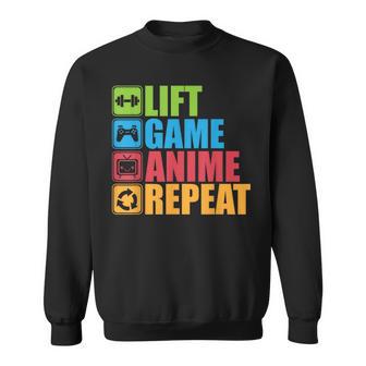 Lift Anime Game Repeat Gym For Geeks And Nerds Sweatshirt - Geschenkecke