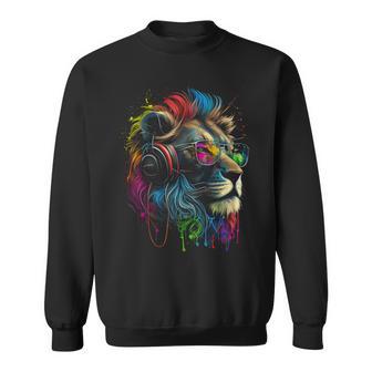 Lion Sunglasses Headphones Party Lion Lovers Lion Sweatshirt - Geschenkecke