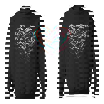 Love Mountain Climbing Rock Climber Heart Climbing Ropes Sweatshirt - Monsterry