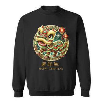 Lunar New Year Dog In Lion Dance Costume Chinese New Year Sweatshirt - Monsterry