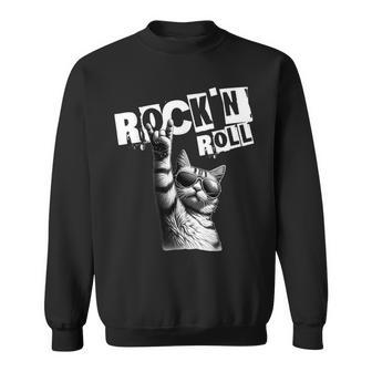 Lustiges Musik Festival Rock Katze Rock N Roll Sweatshirt - Geschenkecke