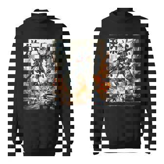 Mech Assault Futuristic Urban Warfare Japanese Battle Art Sweatshirt - Monsterry