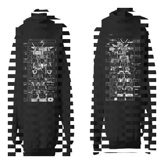 Mech Warrior Blueprint Shirt Mighty Tech Robot Fighter Sweatshirt - Monsterry