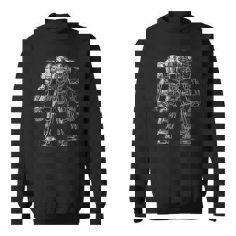 Mech Warrior Sketch Shirt Cool Tech Robot Fighter Sweatshirt - Monsterry