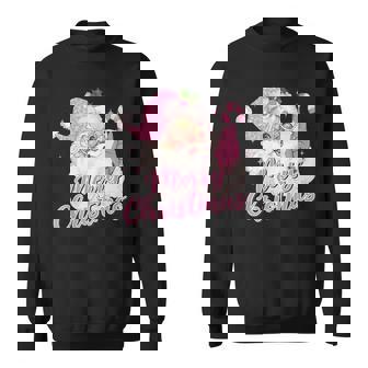 Merry Christmas Pink Santa Claus Vintage Retro Xmas Holiday Sweatshirt - Monsterry