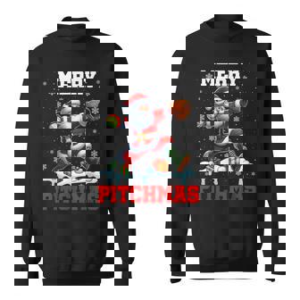 Merry Christmas Pitchmas Pitcher Softball Costume Player Sweatshirt - Monsterry