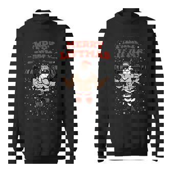 Merry Liftmas Christmas Muscular Santa Claus Gym Workout Sweatshirt - Monsterry