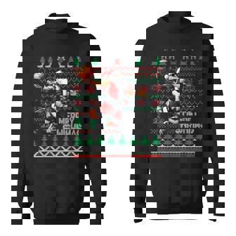 Merry Swishmas Santa Basketball Ball Ugly Christmas Sweater Sweatshirt - Monsterry