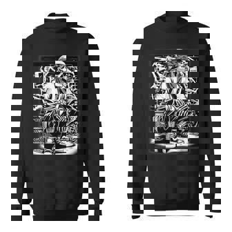 Mexican Gangster Cool Cholo Chicano Skeleton Con Safos Sweatshirt - Monsterry