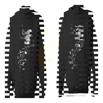 Microphone De Musique Rétro Avec Notes De Musique Et Clef Sweater e - Cadeauxyz