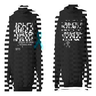 Mom Of a Warrior Sexual Assault Awareness Ribbon Prevention Sweatshirt - Monsterry