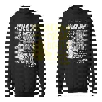 My Mom Wears Combat Boots Dog Tags Proud Military Son Sweatshirt - Monsterry
