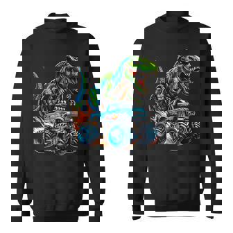 Monster Truck Boy Dinosaur Birthday Party Monster Truck Sweatshirt | Mazezy