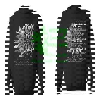 Motivational Mental Health Awareness Warrior Green Ribbon Sweatshirt - Monsterry