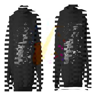 Notes De Musique Jazz Saxo Musicien Saxophoniste Saxophone Sweater e - Cadeauxyz