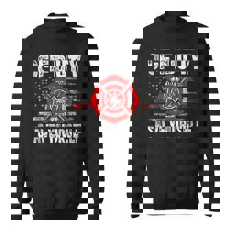 Off-Duty Save Yourself Firefighter Retro American Flag Sweatshirt | Seseable CA