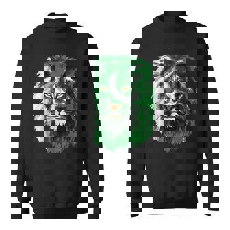 Pakistan Flag Lion Face Pakistani Pride Vintage Sweatshirt - Monsterry