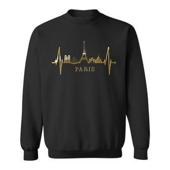 Paris Skyline Heartbeat I Love Eiffel Tower Love France Sweatshirt - Geschenkecke