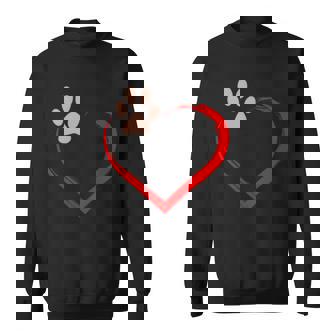 Paw Print Heart Valentines Day Cute Dog Puppy Lover Sweatshirt - Monsterry