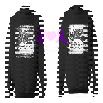 Peace Love Cure Alzheimers Disease Awareness Purple Ribbon Tank Top Sweatshirt - Monsterry