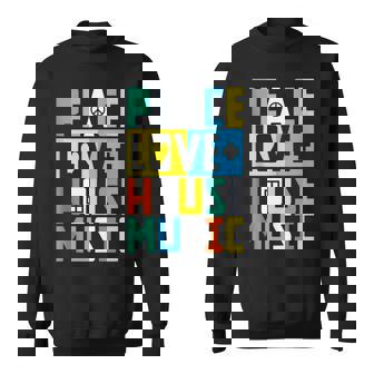 Peace Love EDM Print Techno Festival House Music Tank Top Sweatshirt - Monsterry