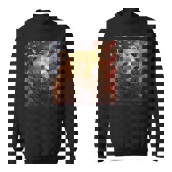 Portrait De Drapeau Américain Grizzly Bear Patriotique Sweater e - Cadeauxyz