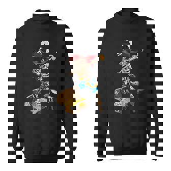 Pot Of Gold Skeleton Pirate Dabbing Dab Hat Pirate Outfit Sweatshirt - Monsterry