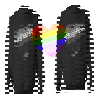 Pride Flag I Love LGBT Rainbow Colored Heart Sweatshirt - Monsterry