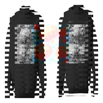 Protea Flower Blooming With Bees Around Graphic Sweatshirt - Monsterry
