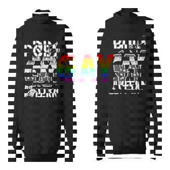 Proud Gay Veteran LGBT Rainbow Flag Retired Military Support Sweatshirt - Monsterry