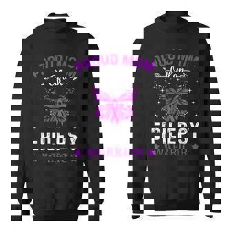 Proud Mom Of An Epilepsy Warrior Awareness Ribbon Butterfly Sweatshirt - Monsterry