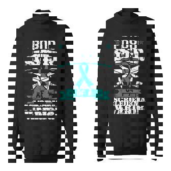 Proud Sister Of A Scleroderma Warrior Teal Awareness Ribbon Sweatshirt - Monsterry