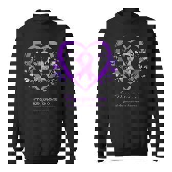 Purple Heart Butterfly Hope For A Cure Alzheimer's Awareness Sweatshirt - Monsterry