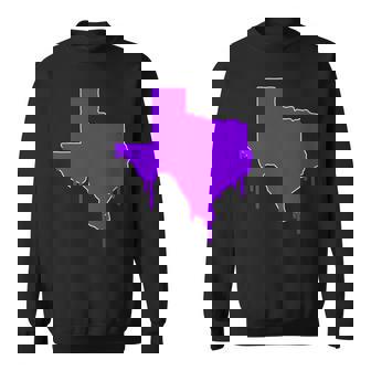 Purple Texas State Drip South Houston TX 713 Slab Lean Screw Sweatshirt - Monsterry