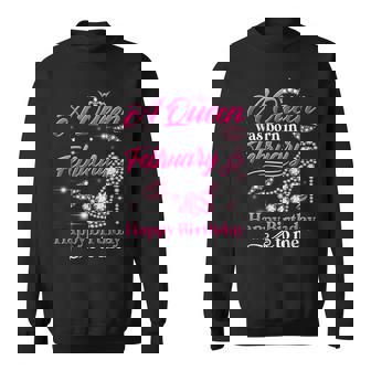 A Queen Was Born In February Birthday To Me Diamond Crown Sweatshirt - Monsterry